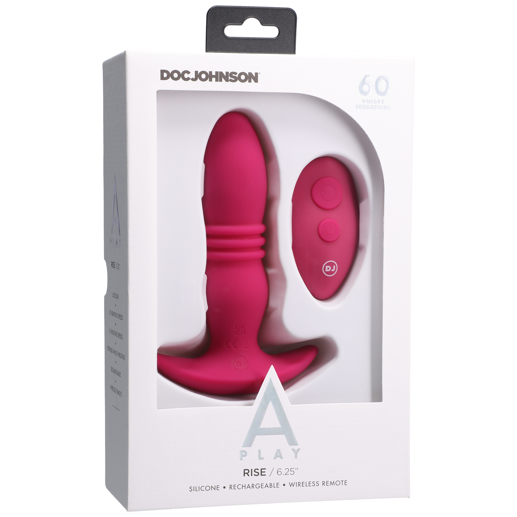 RISE Rechargeable Silicone Anal Plug with Remote - Pink