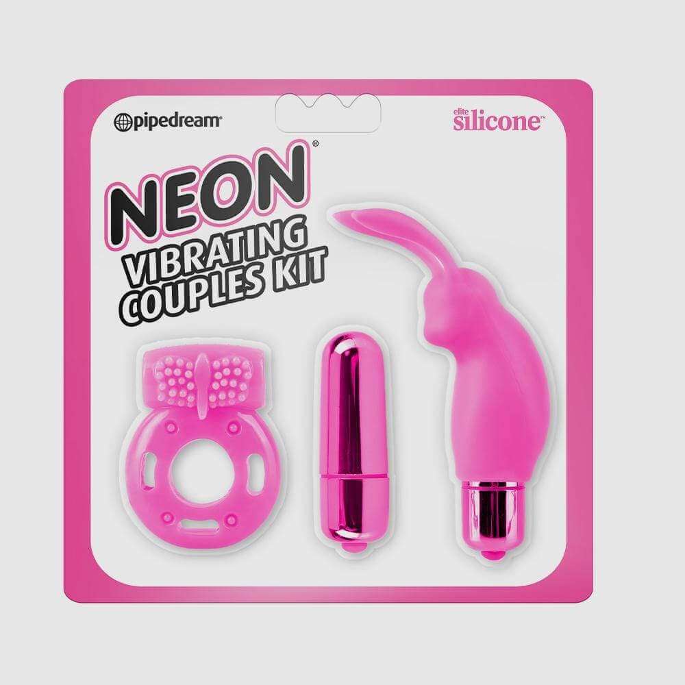 Neon Vibrating Couples Kit - Pink