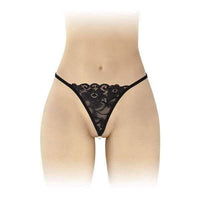 Venusina Thong w Pearls Black