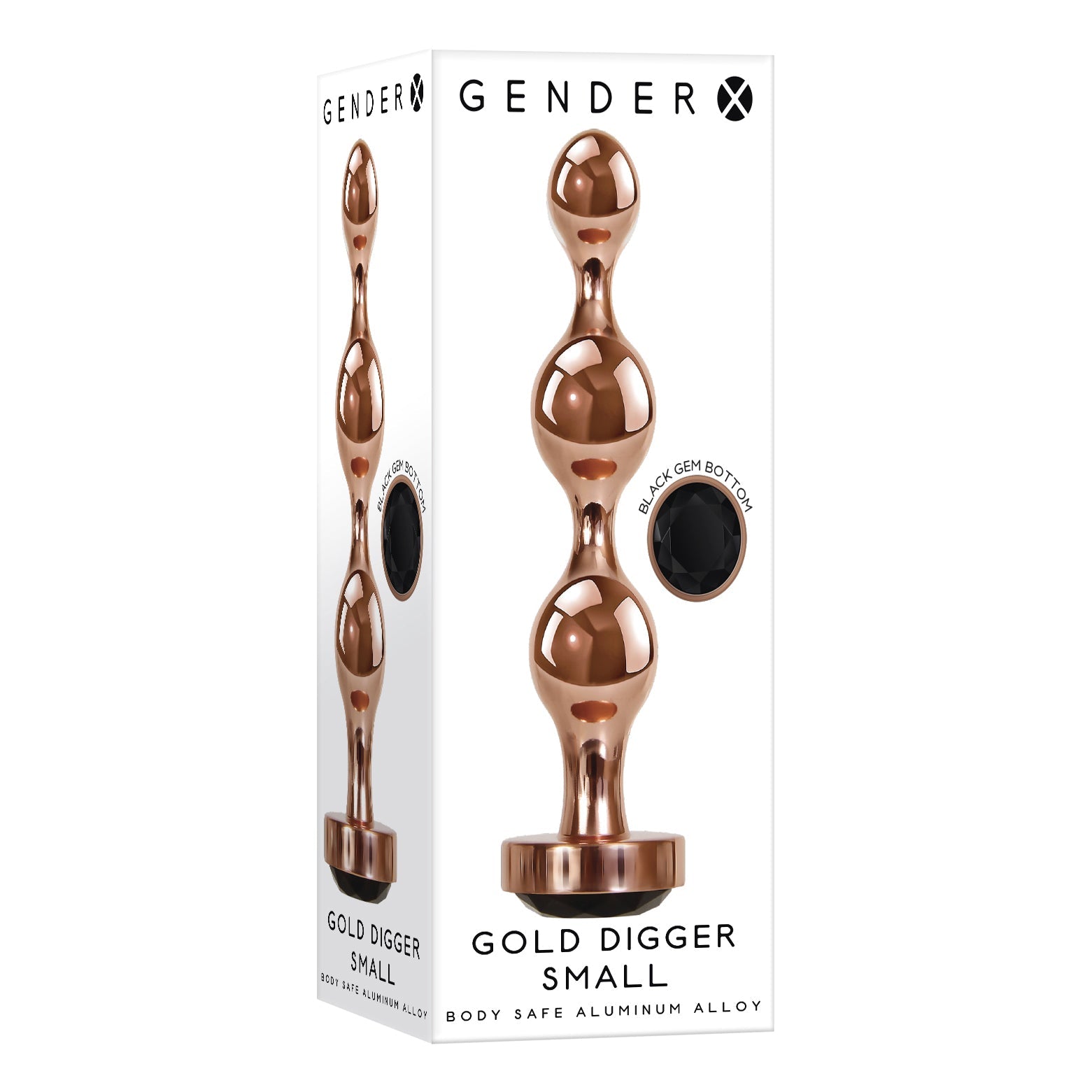 Butt Plug Gold Digger - Small, Rose Gold/Black