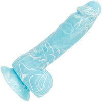 Addiction Luke 7.5" Glow-in-the-Dark Dildo With Balls - Blue