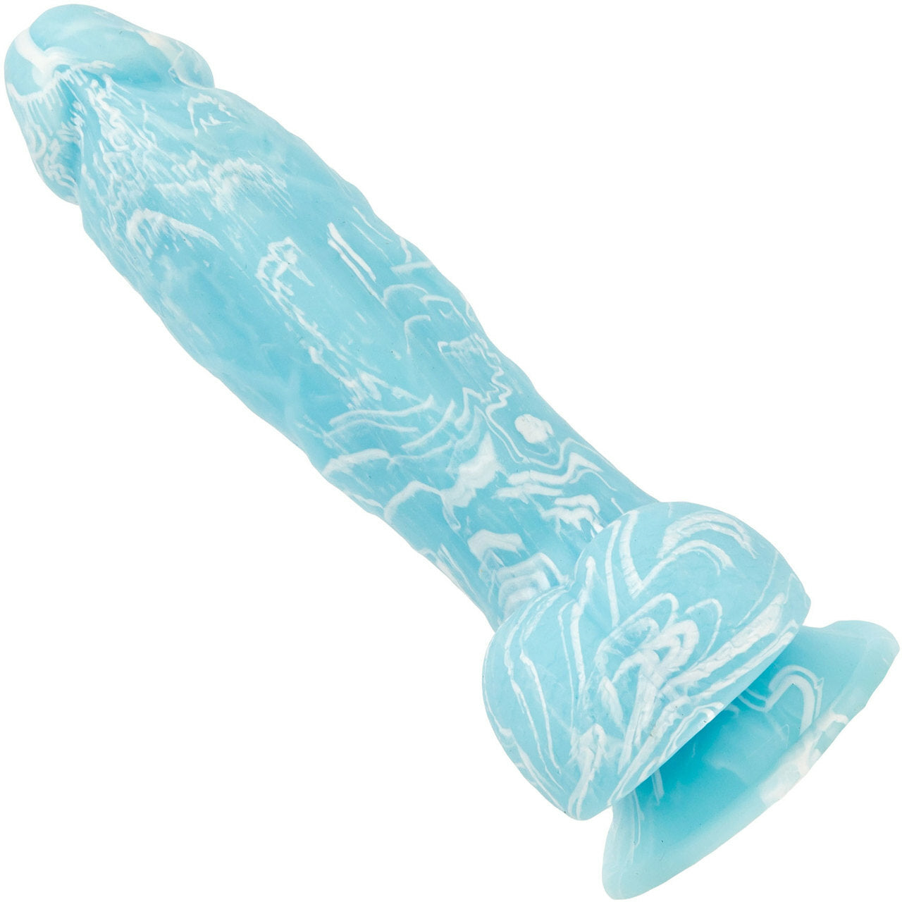 Addiction Luke 7.5" Glow-in-the-Dark Dildo With Balls - Blue