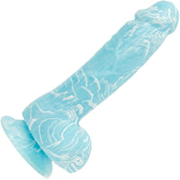 Addiction Luke 7.5" Glow-in-the-Dark Dildo With Balls - Blue