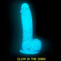Addiction Luke 7.5" Glow-in-the-Dark Dildo With Balls - Blue