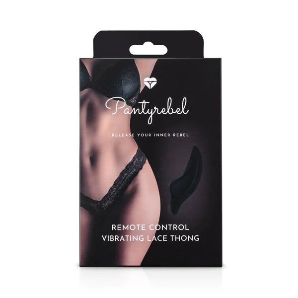 Pantyrebel Remote Control Vibrating Lace Thong - Black - One Size