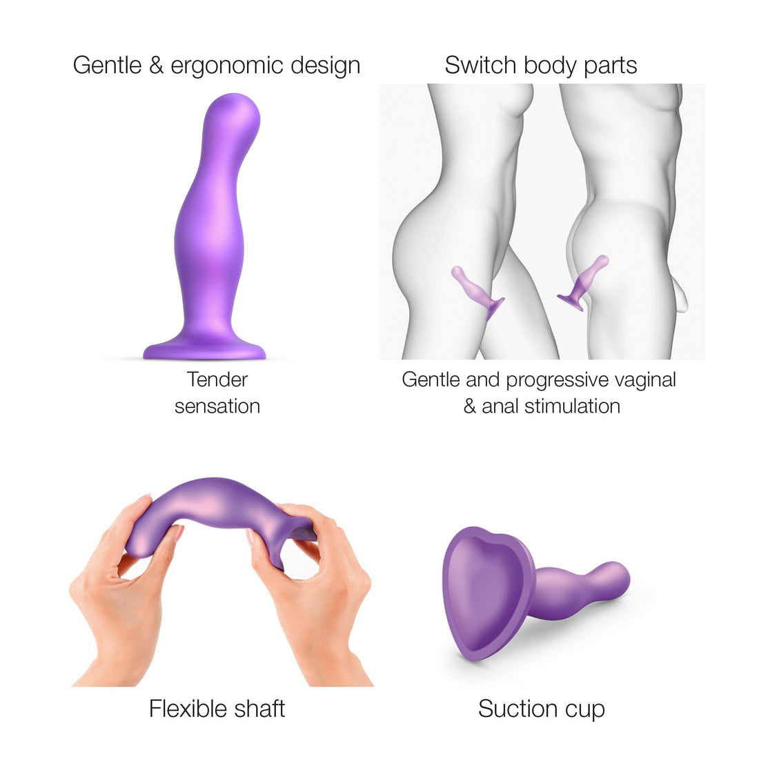 StrapOnMe Dildo Plug Curvy - Metallic Purple, L