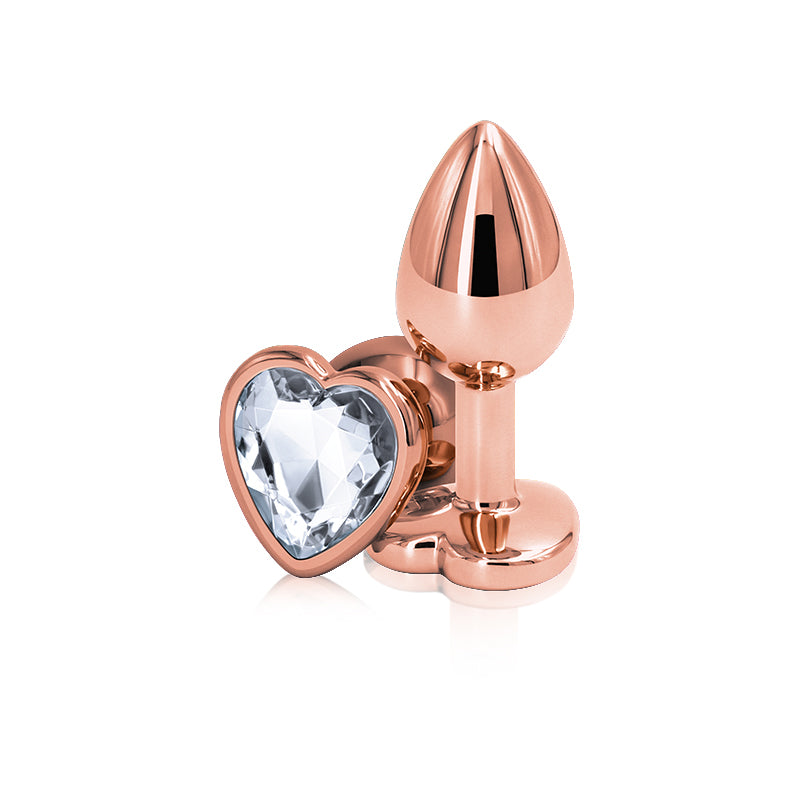 Rear Assets Rose Gold Heart Plug - Small, Clear