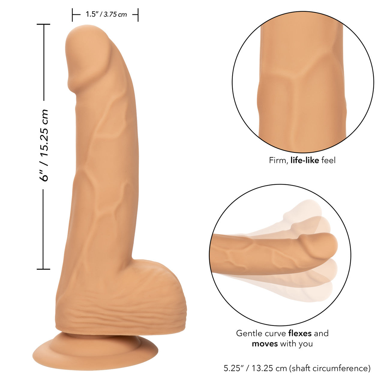 Silicone Studs Realistic Dildo - 6"/15.25 cm, Ivory