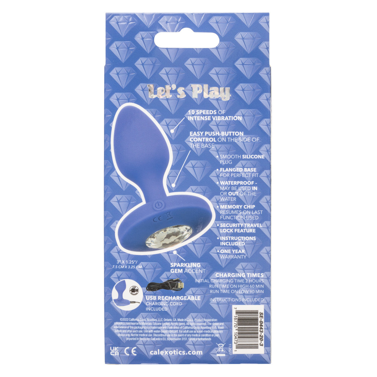 Cheeky Gems Medium Rechargeable Vibrating Probe - Blue