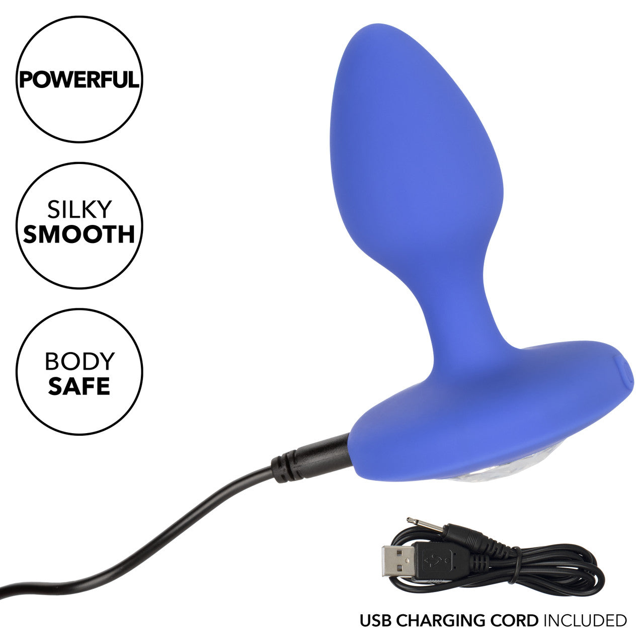 Cheeky Gems Medium Rechargeable Vibrating Probe - Blue