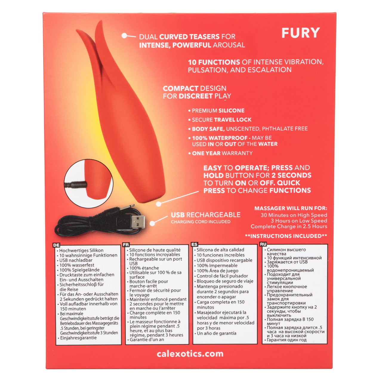 Red Hot Fury Silicone Rechargeable Clitoral Vibrator