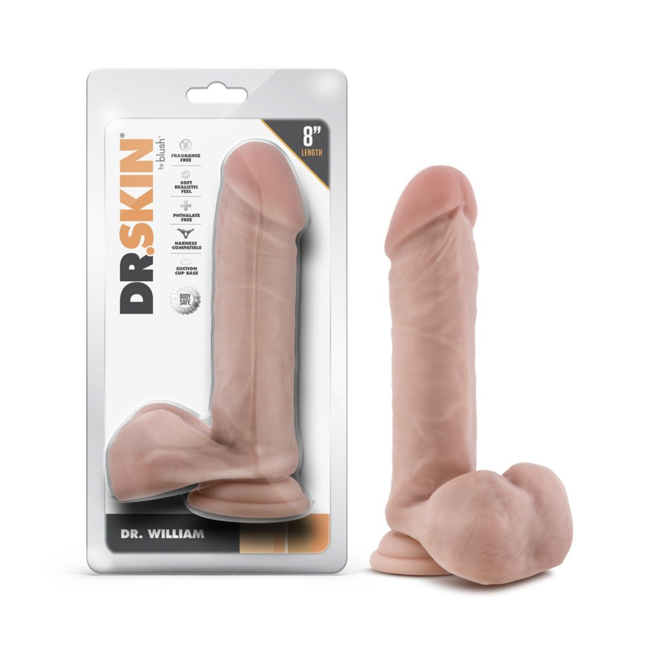 8 Inch Dildo With Balls - Beige