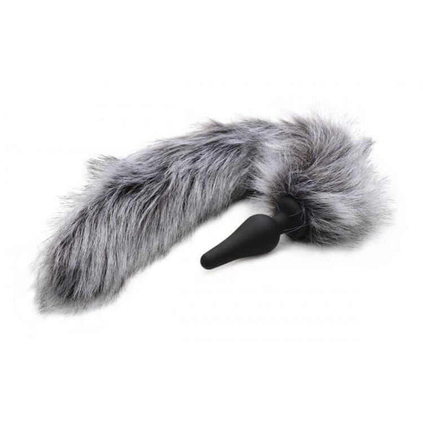Grey Wolf Tail Anal Plug and Ears Set