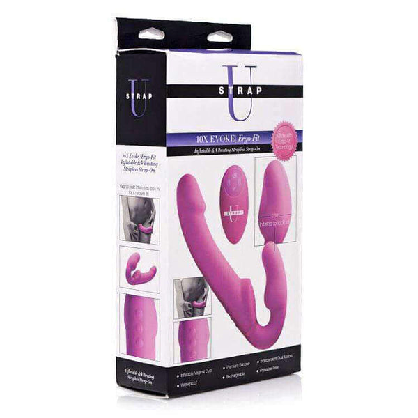 10x Evoke Ergo Fit Inflatable & Vibrating Silicone Strapless Strap-on