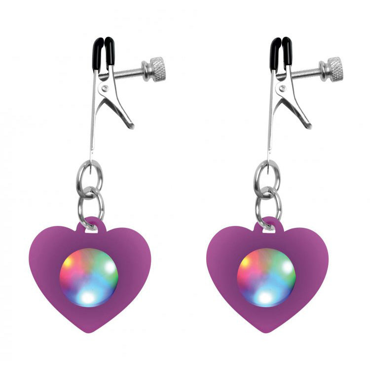 Charmed Silicone Light Up Heart Nipple Clamps