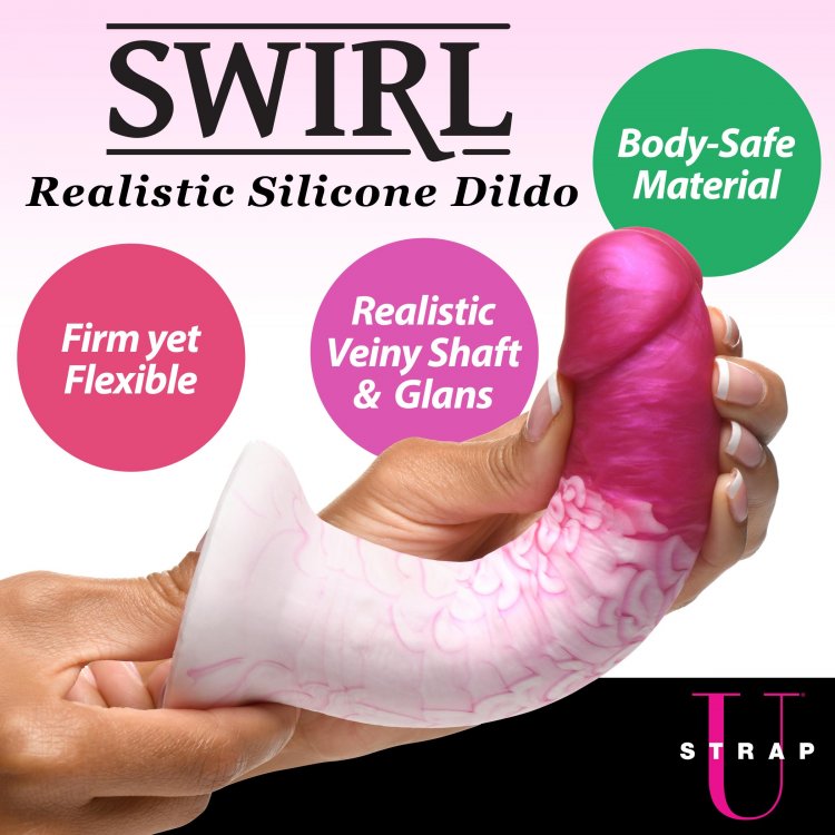 Real Swirl Realistic Silicone Dildo - Pink