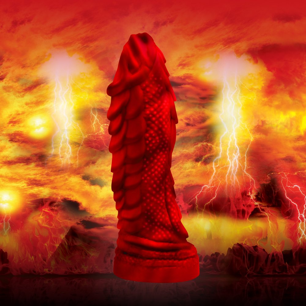 Fire Dragon Red Scaly Silicone Creature Dildo