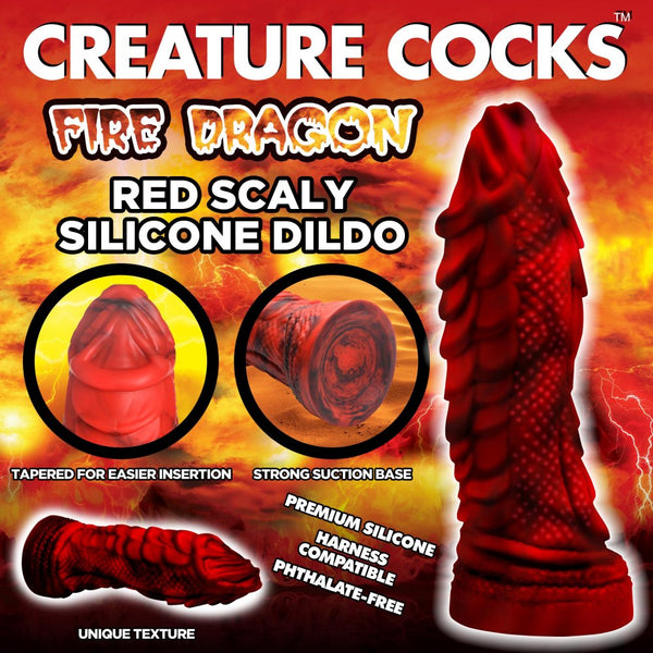 Fire Dragon Red Scaly Silicone Creature Dildo