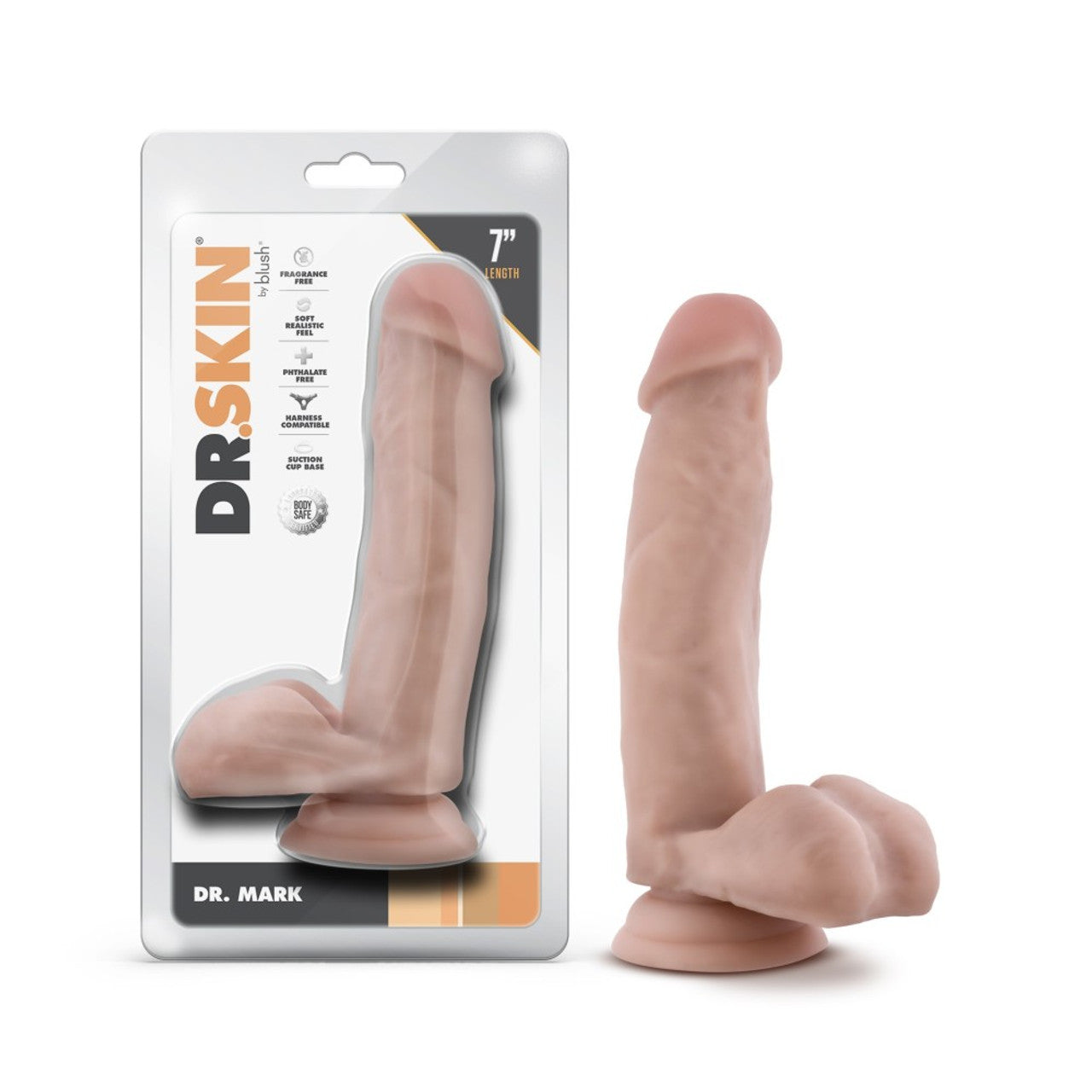 7 Inch Dildo With Balls - Beige