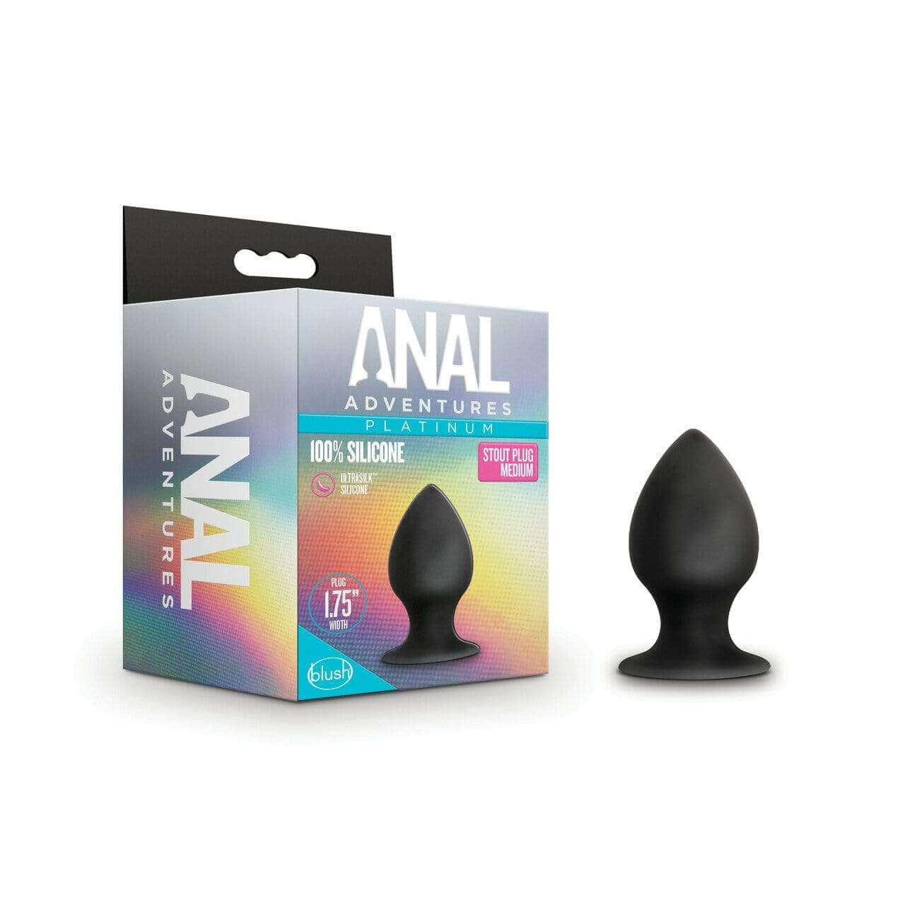 Silicone Anal Stout Plug - Medium, Black