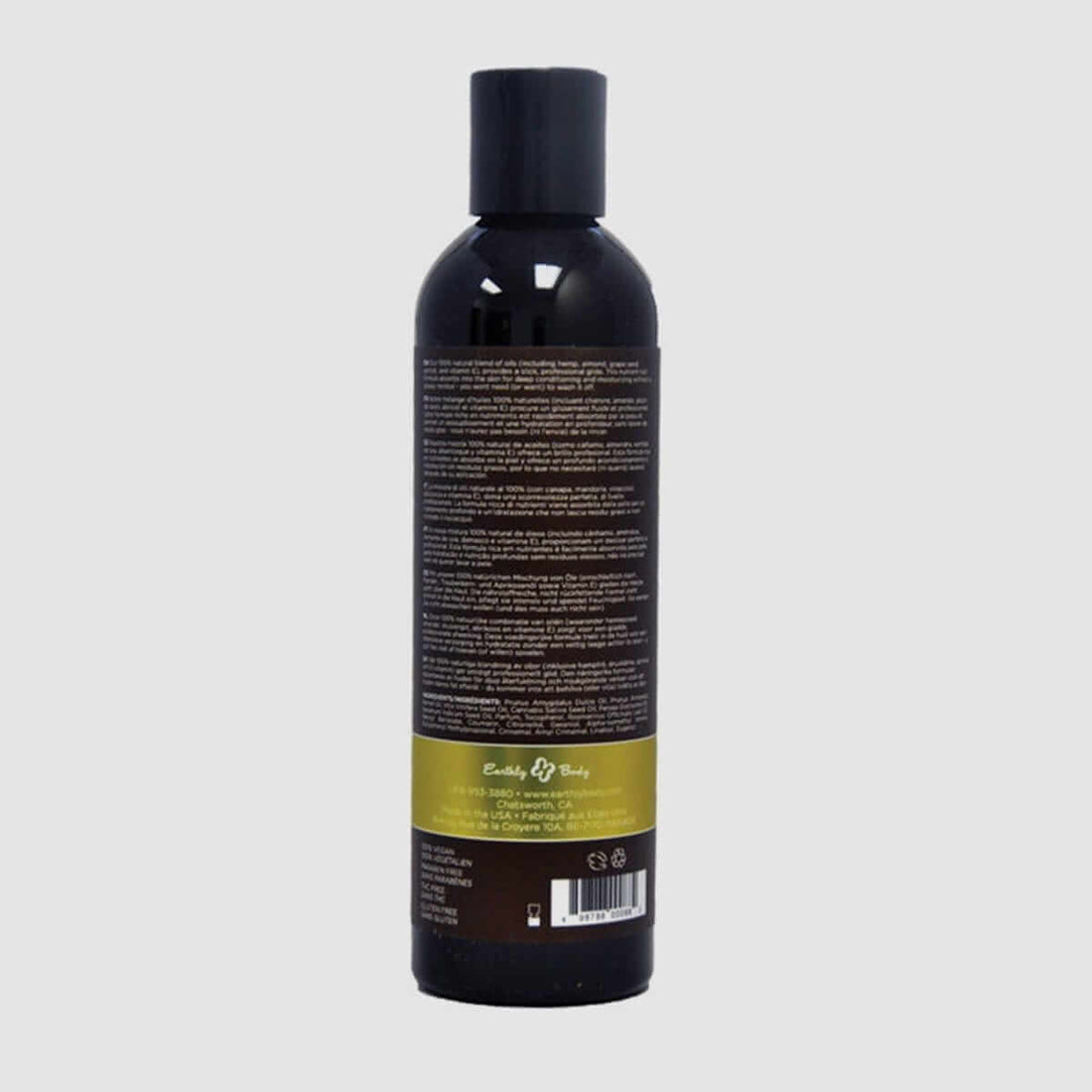 Earthly Body Hemp Seed Massage Oil - Guavalava, 8oz/236ml