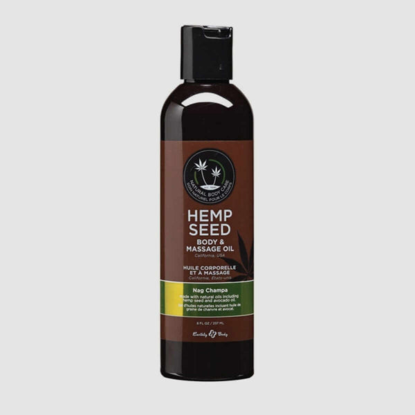 Earthly Body Hemp Seed Massage Oil - Nag Champa, 8oz/236ml