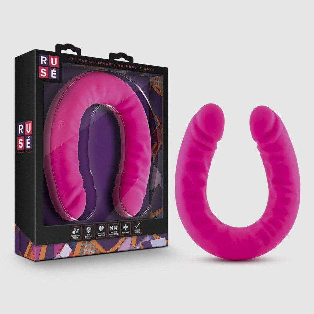 Ruse 18 inch Silicone Slim Double Dong - Hot Pink