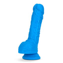 Neo Elite 9 Inch Silicone Dual Density Cock with Balls - Neon Blue