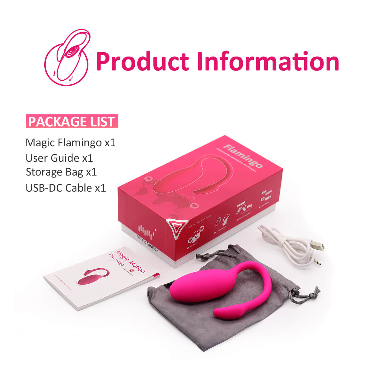 1-Flamingo Magic Motion App Controlled Wearable Vibrator - Pink