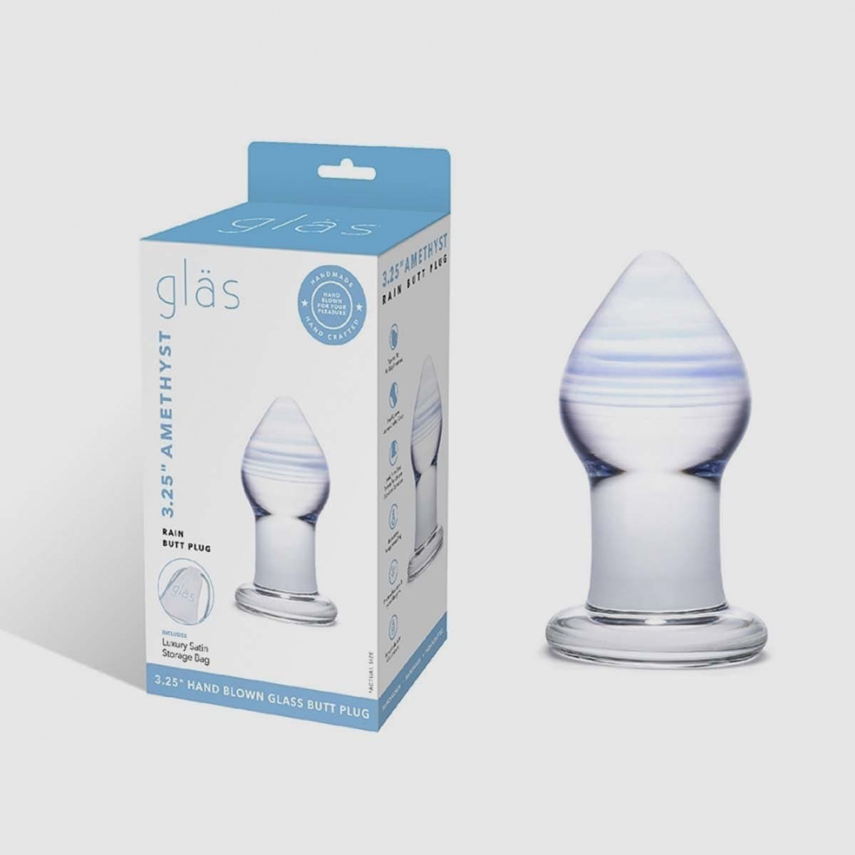 Glas - Amethyst Rain Butt Plug - Clear