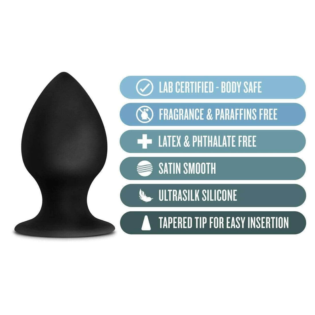 Silicone Anal Stout Plug - Medium, Black