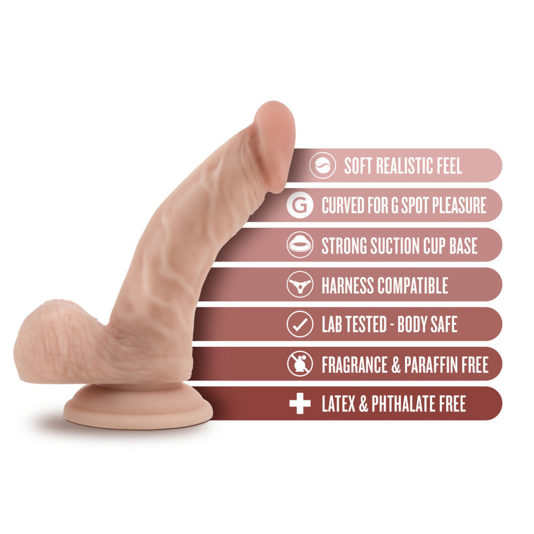 6.5 Inch Dildo With Balls - Beige