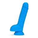 Neo Elite 9 Inch Silicone Dual Density Cock with Balls - Neon Blue