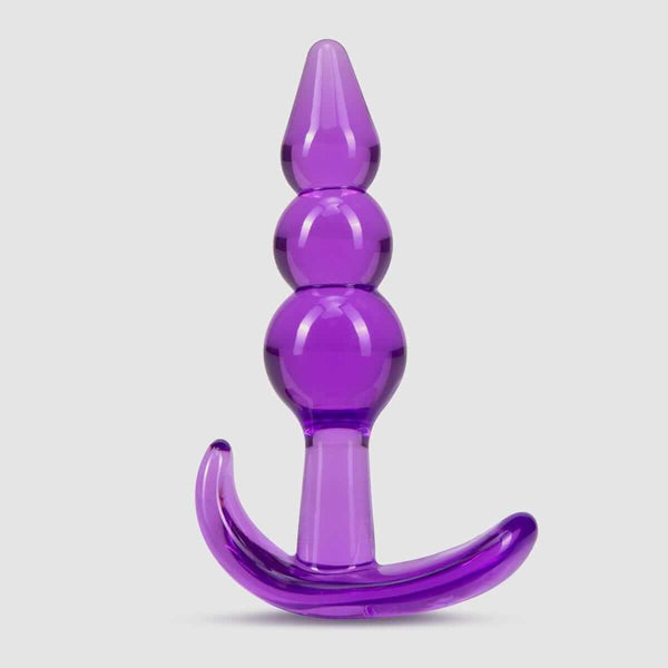 B Yours Triple Bead See-Through Anal Plug - Purple