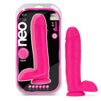 Neo Elite 10 Inch Silicone Dual Density Cock with Balls - Neon Pink