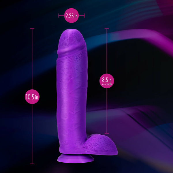 Neo Elite 10 Inch Silicone Dual Density Cock with Balls - Neon Purple