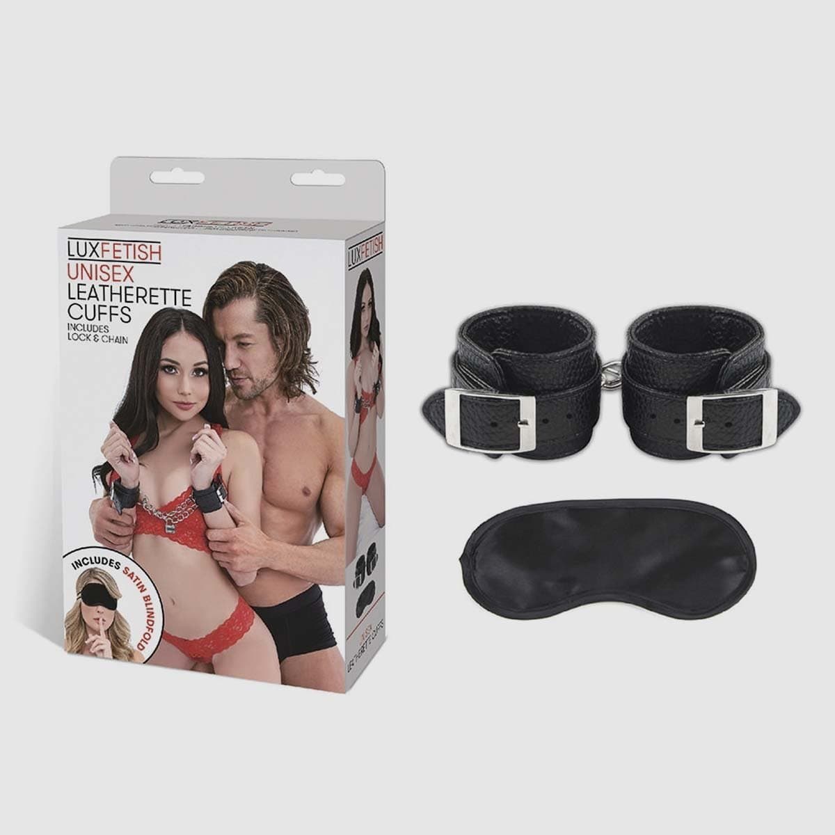 Lux Fetish Unisex Leatherette Cuffs - Black