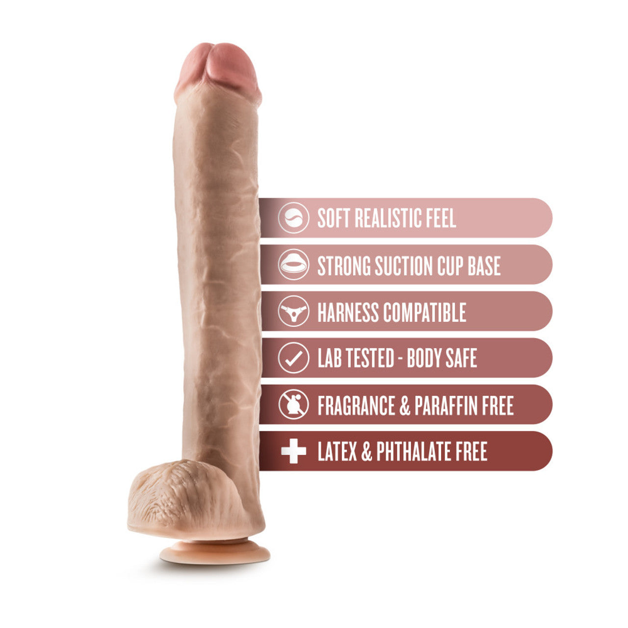 14 Inch Dildo with Balls - Beige