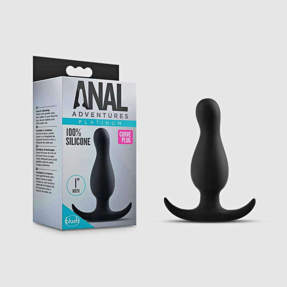 Anal Adventures Platinum Curve Silicone Butt Plug - Black