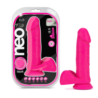 Neo Elite 8 Inch Silicone Dual Density Cock with Balls - Neon Pink