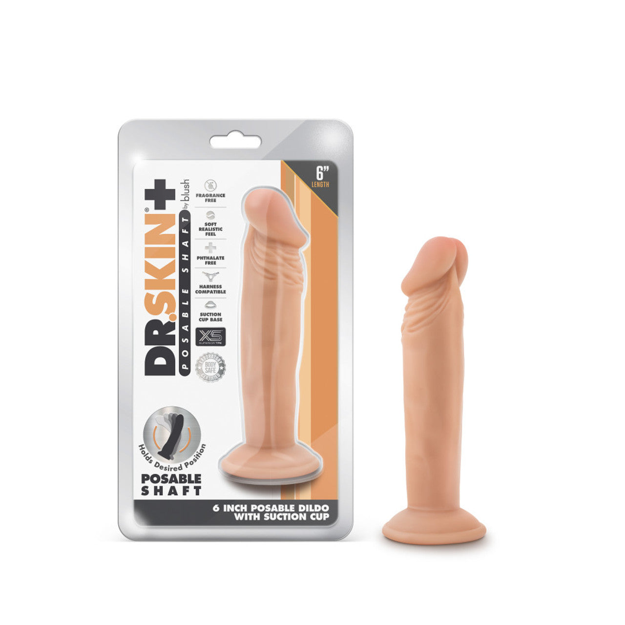 6 Inch Posable Dildo - Vanilla