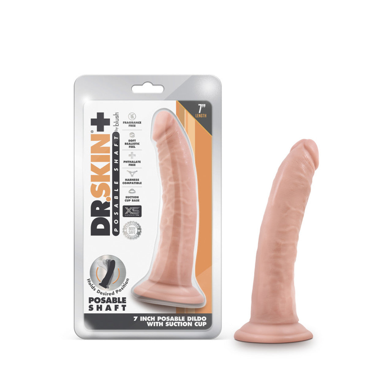 7 Inch Posable Dildo - Vanilla