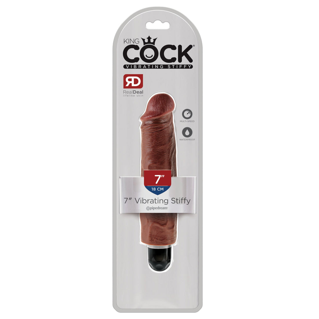 King Cock 7" Vibrating Stiffy Cock - Brown