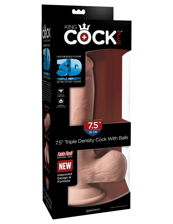 King Cock Plus 7.5"" Triple Density Cock with Balls - Light