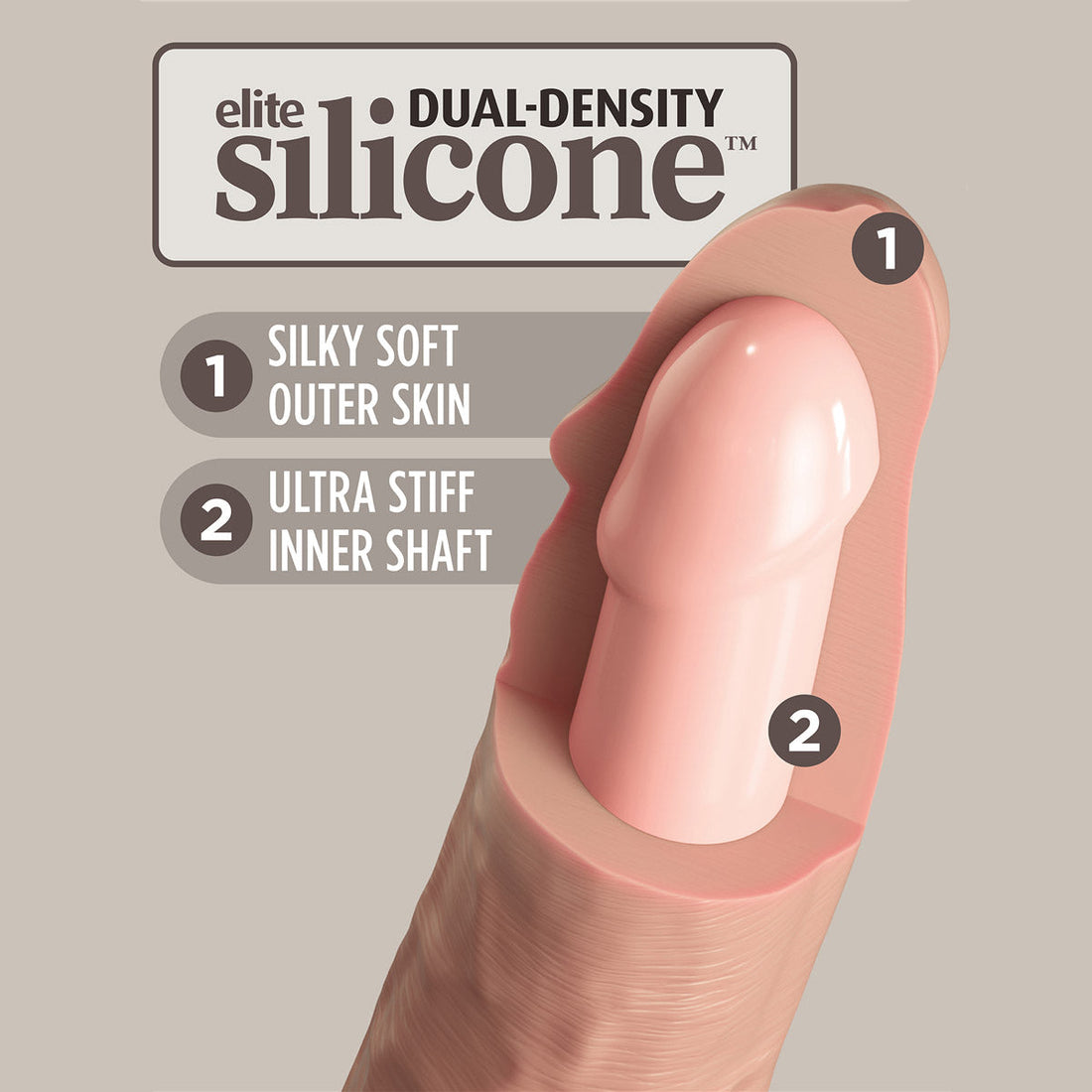 King Cock Elite 8" Silicone Dual Density Cock - Light