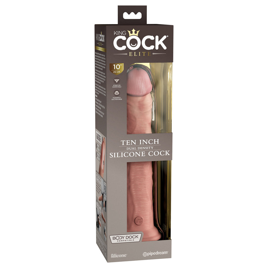 King Cock Elite 10" Silicone Dual Density Cock - Light