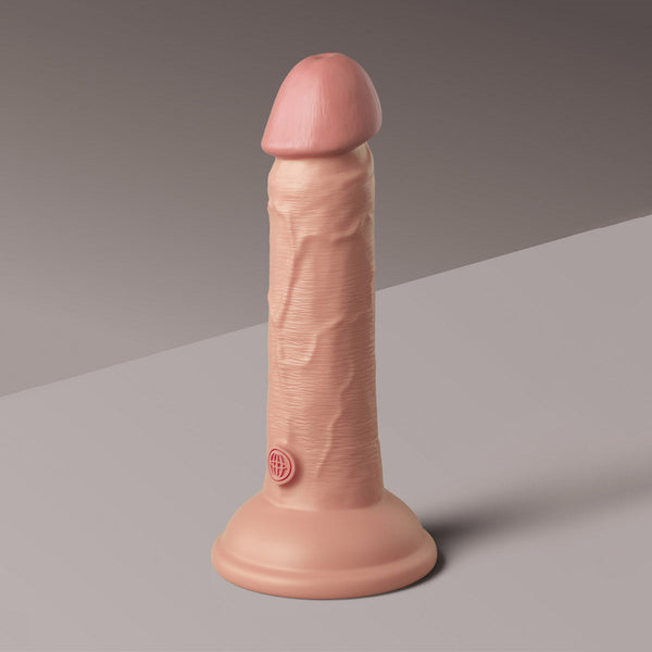 King Cock Elite 6" Dual Density Vibrating Silicone Cock with Remote - Light