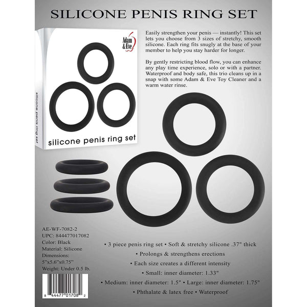 Silicone Penis Ring Set - Black