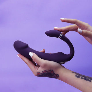 Buy purple Double-Ended Dildo Vibrator C Shape Dildo