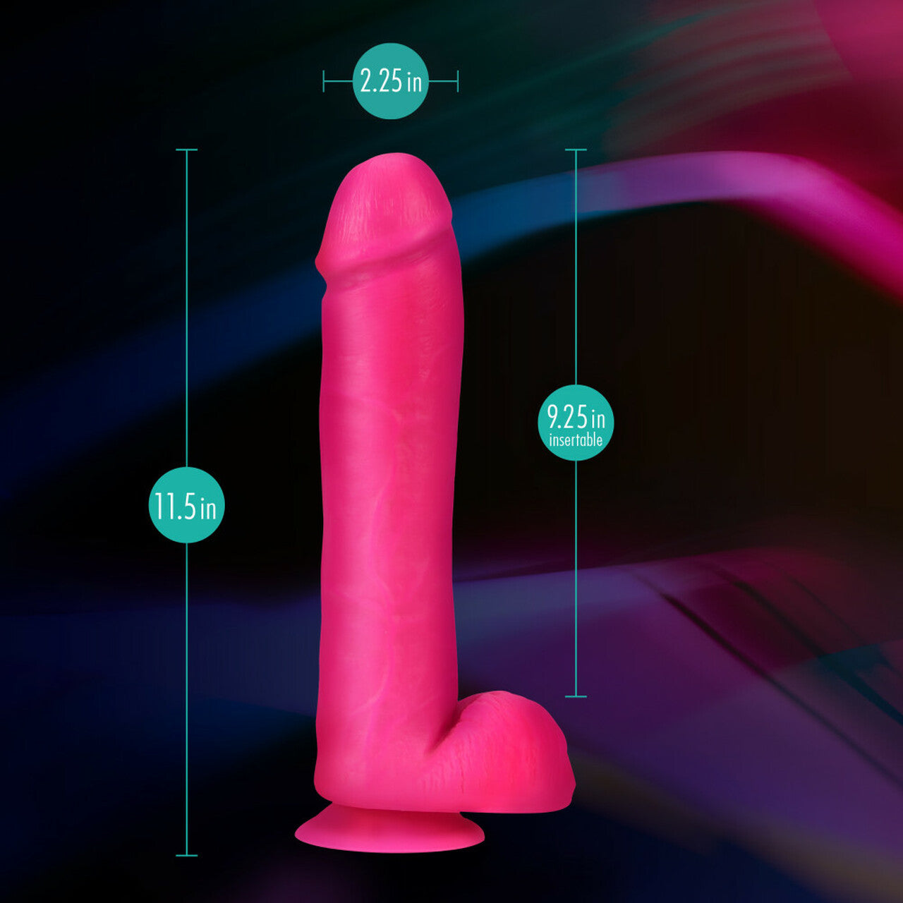 Neo Elite 11 Inch Silicone Dual Density Cock with Balls - Neon Pink